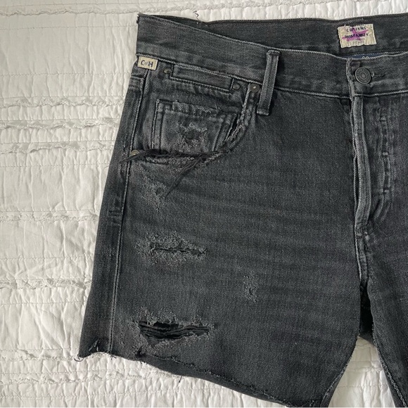 Citizen of Humanity Black Distressed Emerson Boyfriend Slim Shorts Size 27 - Picture 3 of 8
